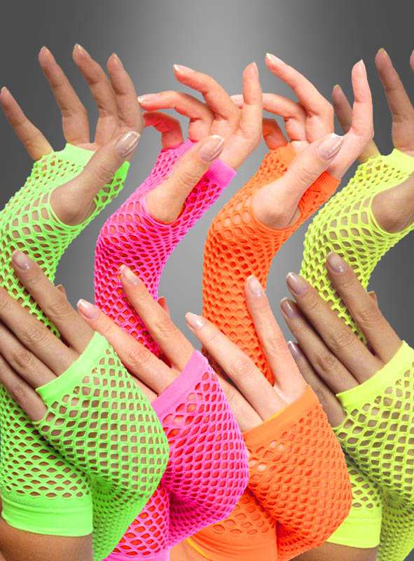 Netzhandschuhe Armstulpen Neon 80er