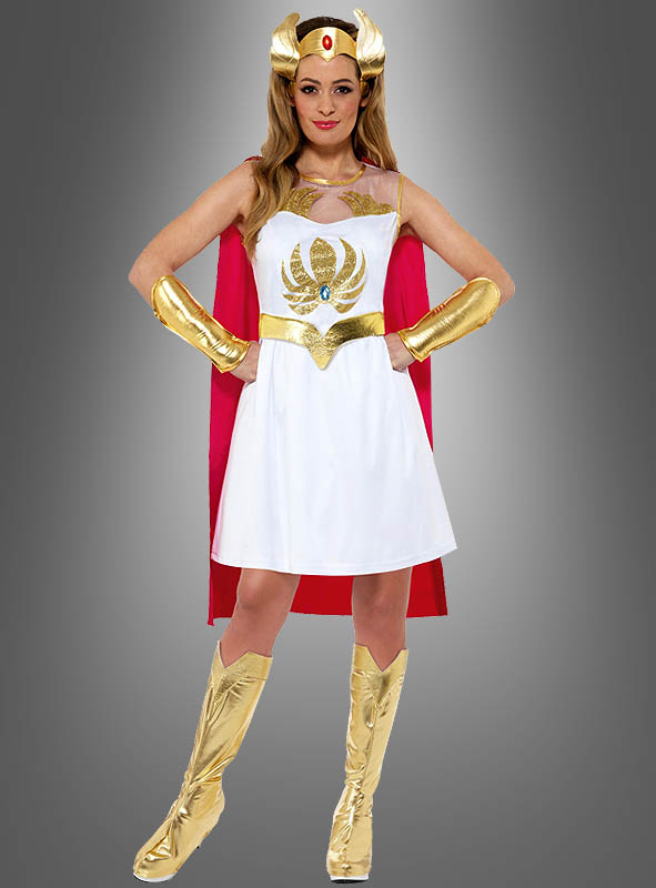 Superheldin Prinzessin der Macht Damenkostüm Karneval She-Ra Glitter Print 