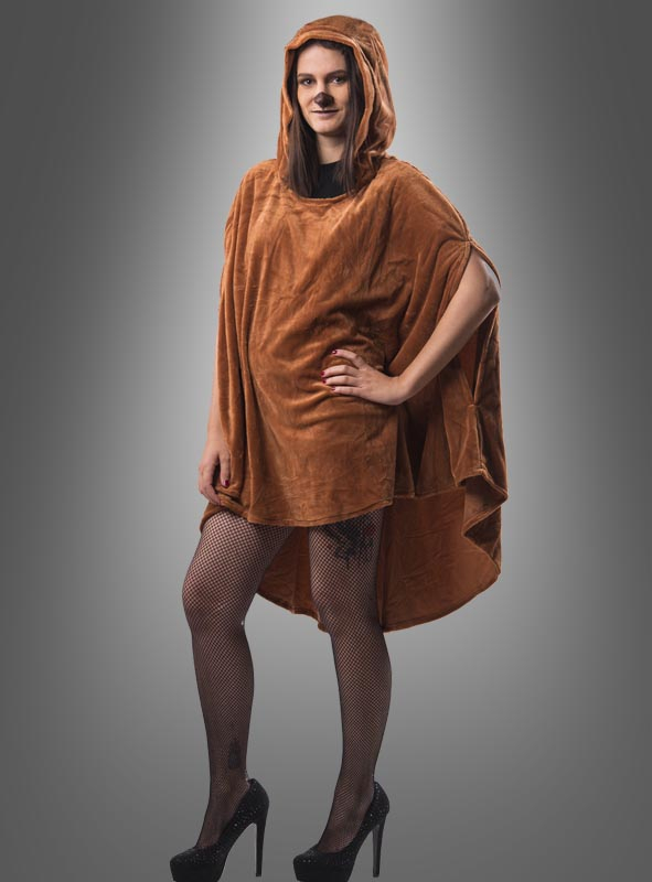 Wandelbarer brauner Poncho aus Plüsch XS-XXXL