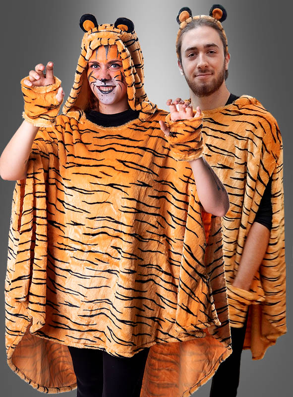 Tiger Poncho aus hochwertigem Plüsch S-XXXL