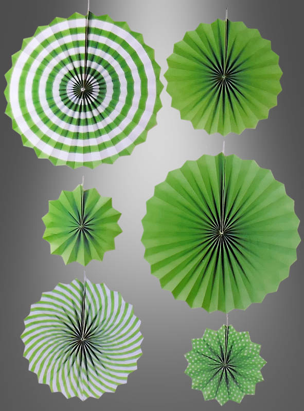 Paper Fans Party Decoration green 6 pcs