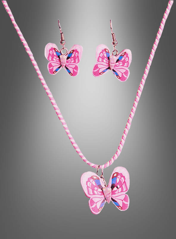 Schmetterling Schmuckset Kette und Ohrringe