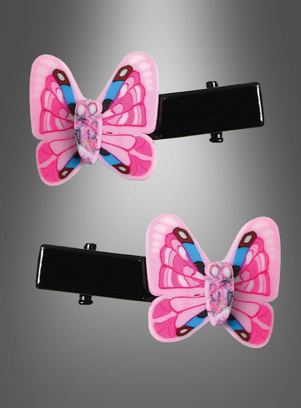 2 pcs Butterfly Hairclips pink