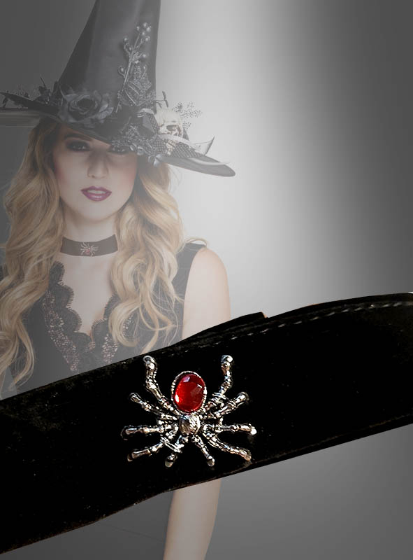 Velvet Choker with silber Spider