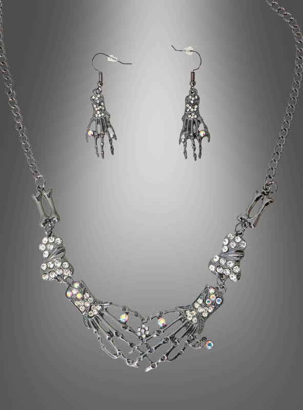 Skelett Hand Schmuckset silber
