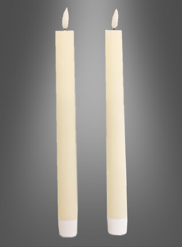 Zwei Stabkerzen aus Wachs mit LED 24 cm