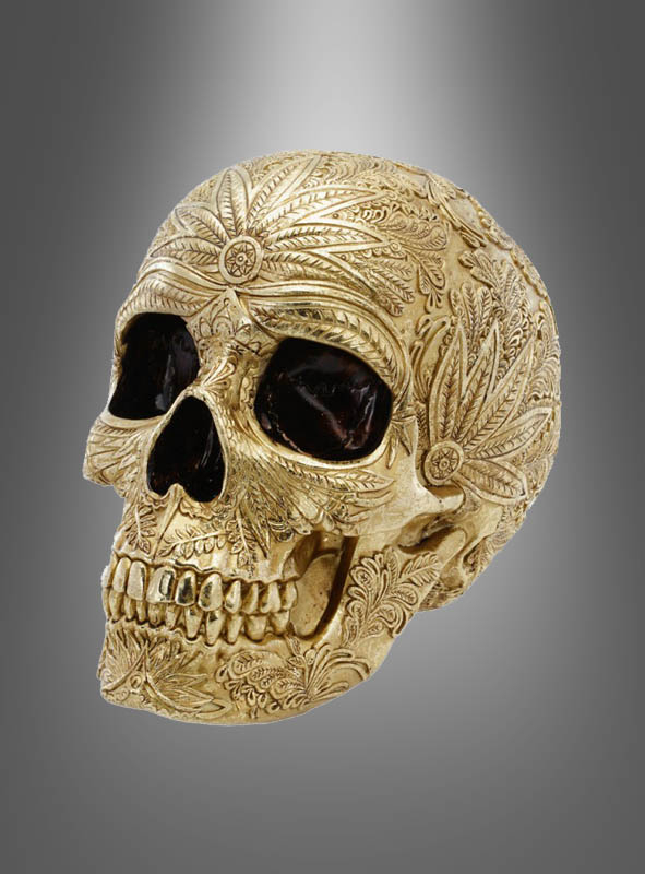 Luxus Totenkopf 23cm gold Barock Polyresin