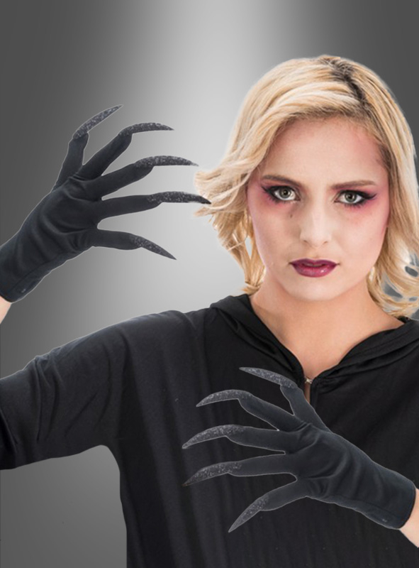 Schwarze Handschuhe mit Fingernägel