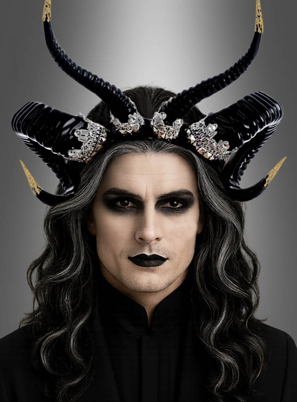 Decorated twisted Horns black silver