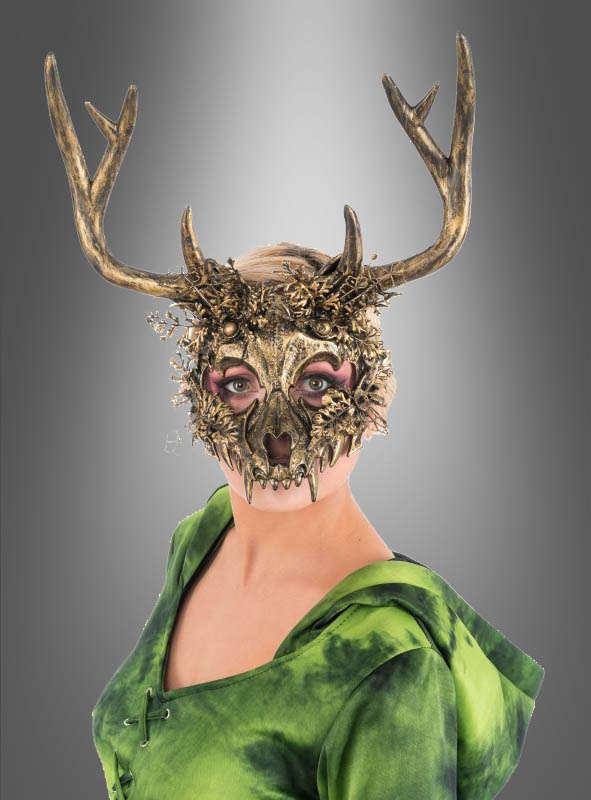 Goldene Skelett Hirschmaske Geweih