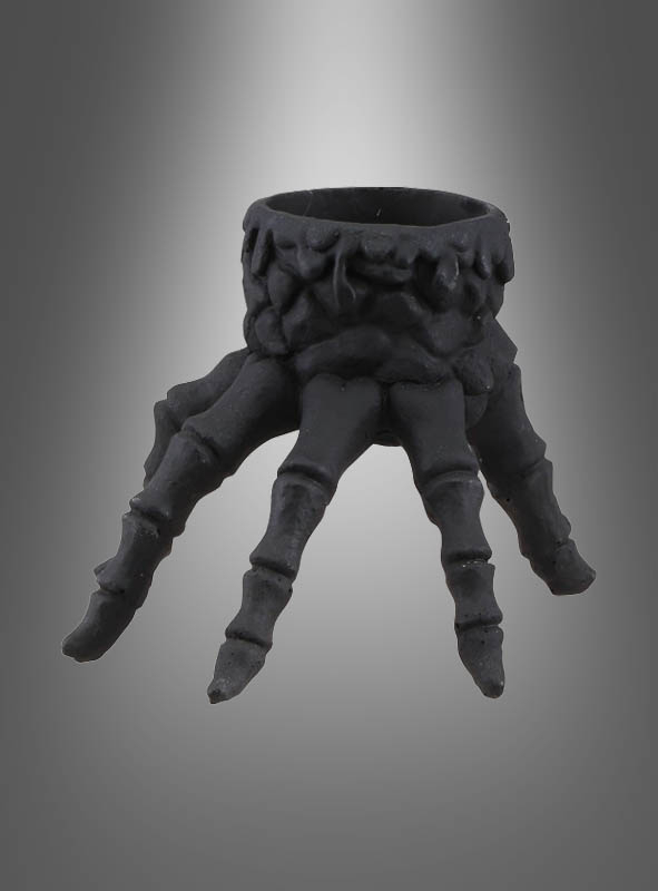 Skeleton hand candle holder polyresin 13x10cm