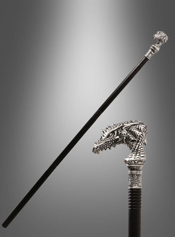 Dragon Head Cane 106cm silver