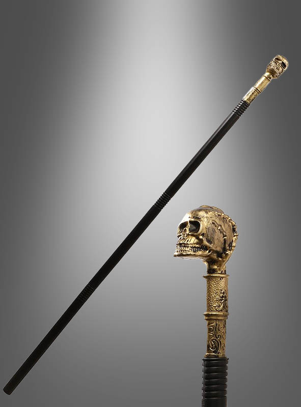 Gehstock 107cm extra lang Totenkopf gold