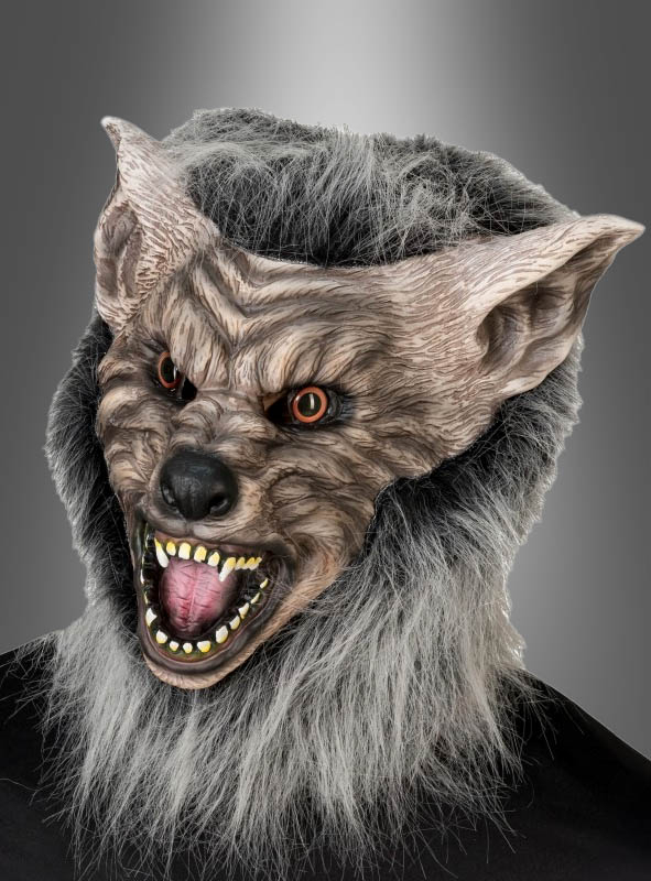 Werwolf Latexmaske mit Kunstfell