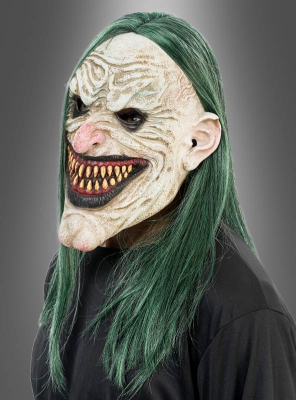 Horror Latex Mask with green Hair Adult