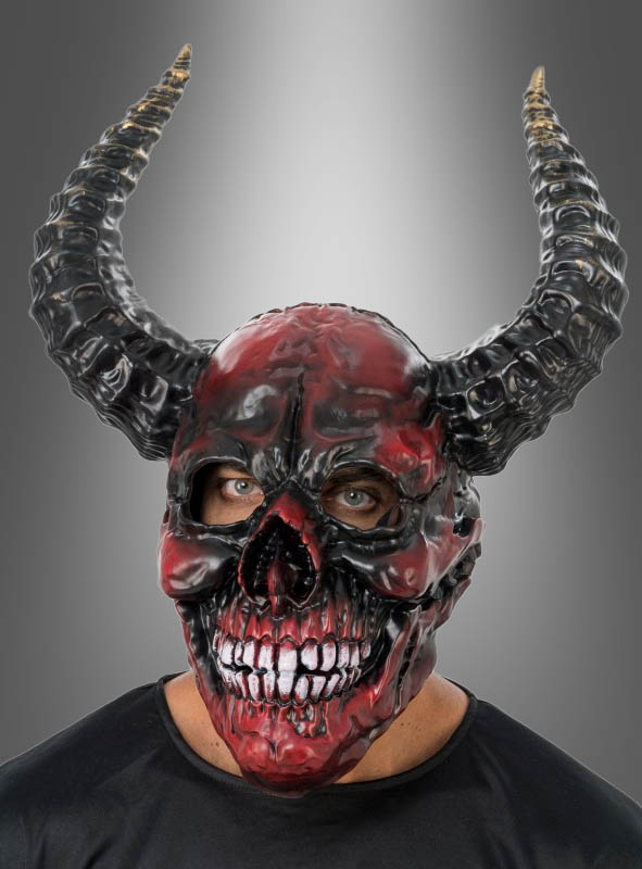 Red Demon with Horns Full Mask