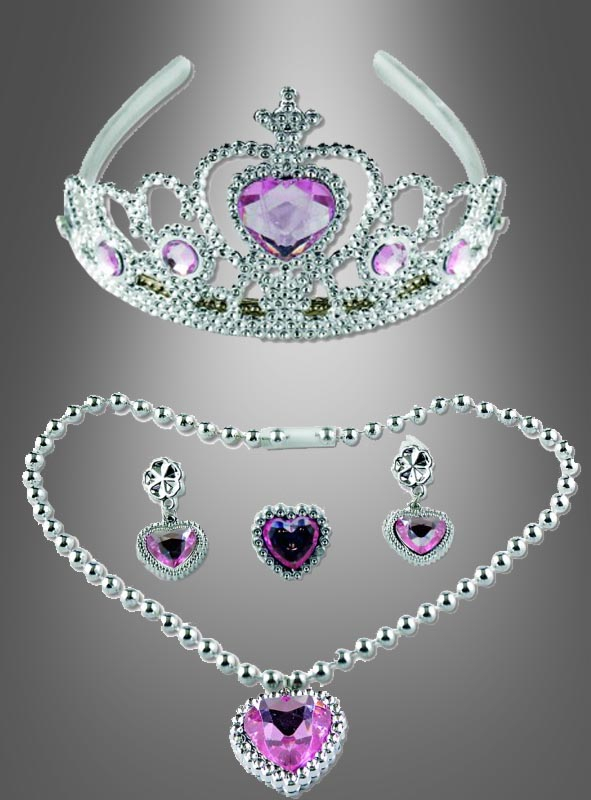 Rubie's 6170630-STD Diadem Silber Prinzessin Krone Prinzessindiadem Herz  Herzchen rosa Princess König Königin Edel, Multi-Colored