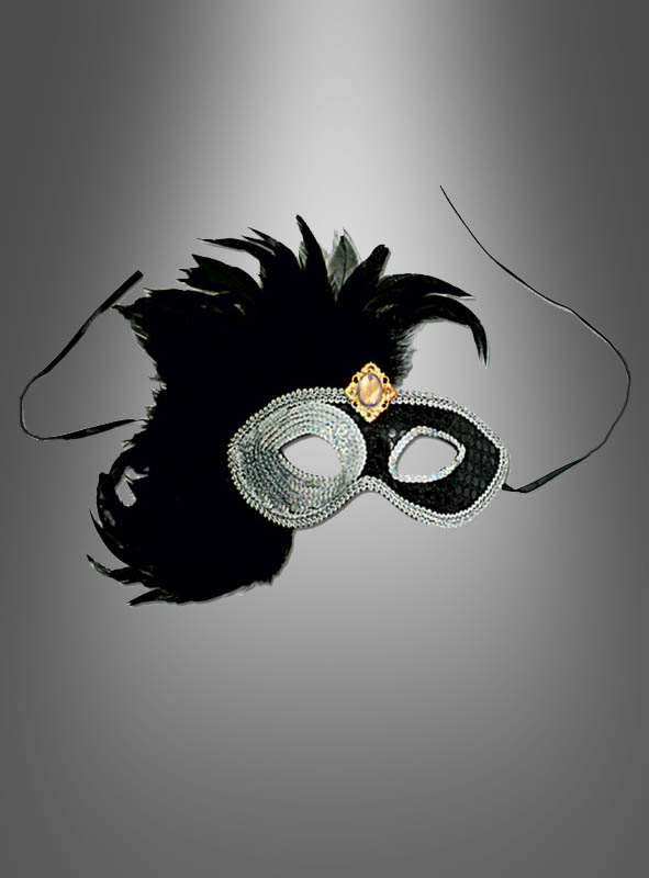 Venetian mask black silver