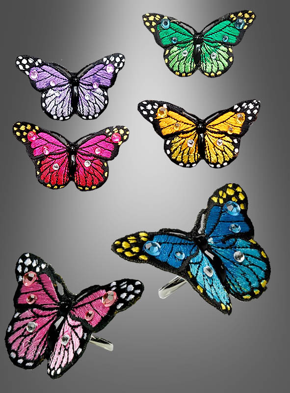 Wunderschöner Schmetterling Ring gestickt