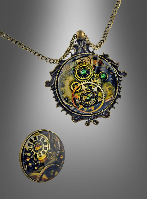 Steampunk Medaillon mit Kette und Ring