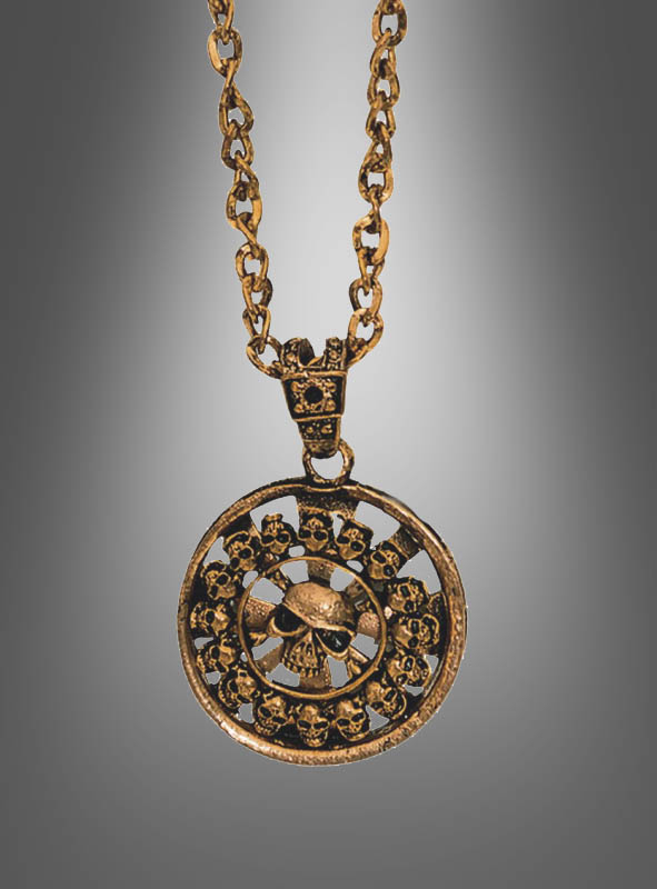Skull pendant gold with chain