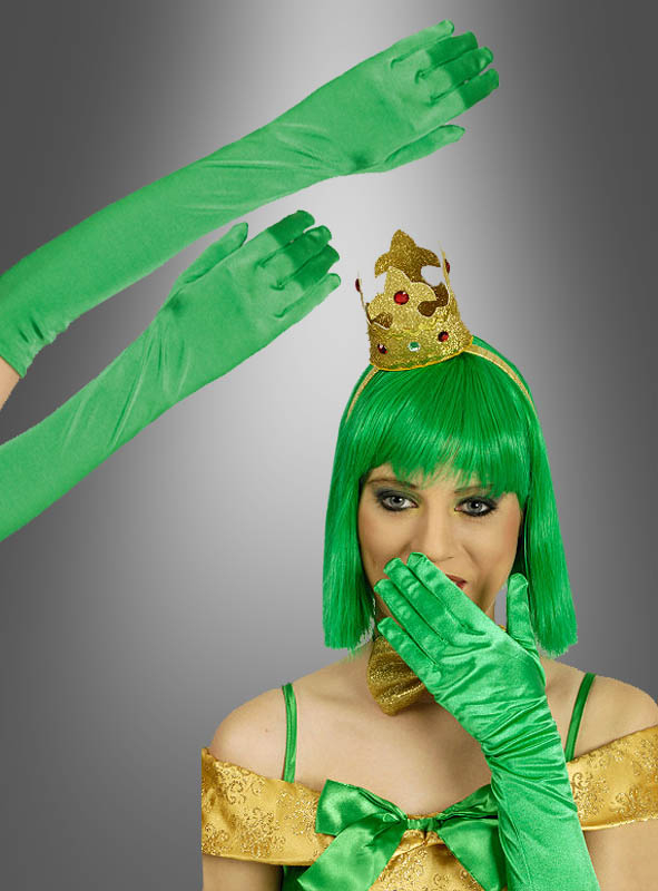 Extra long Gloves Satin green