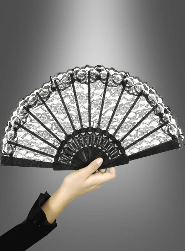 Black fan with lace