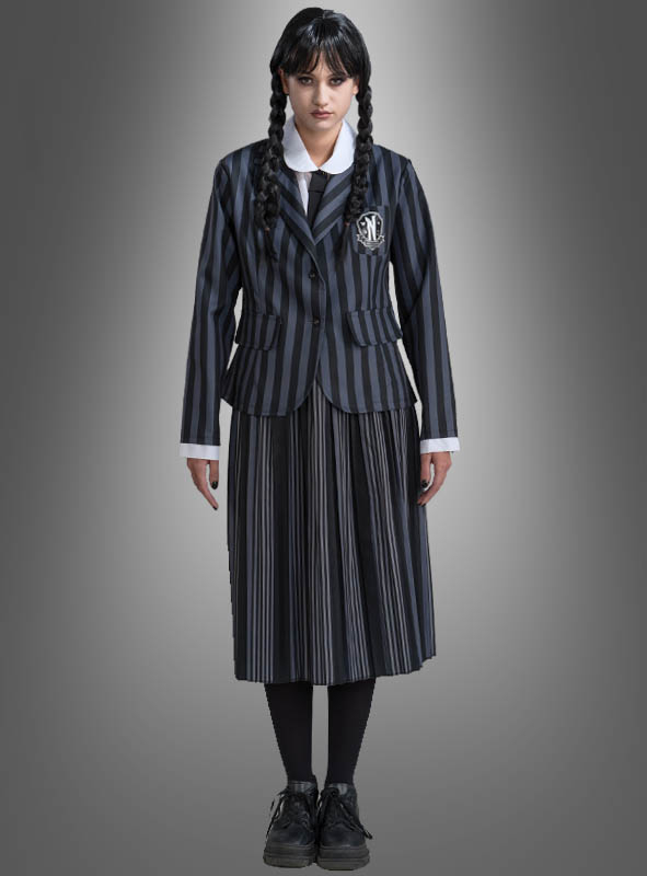 Wednesday Woman School Costume Black-Grey