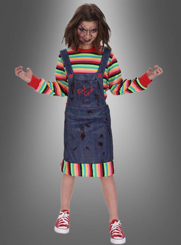 Horror Doll striped Costume for Girls