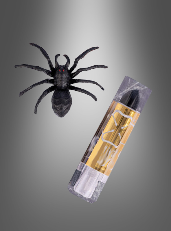 Black spider ring and lipstick