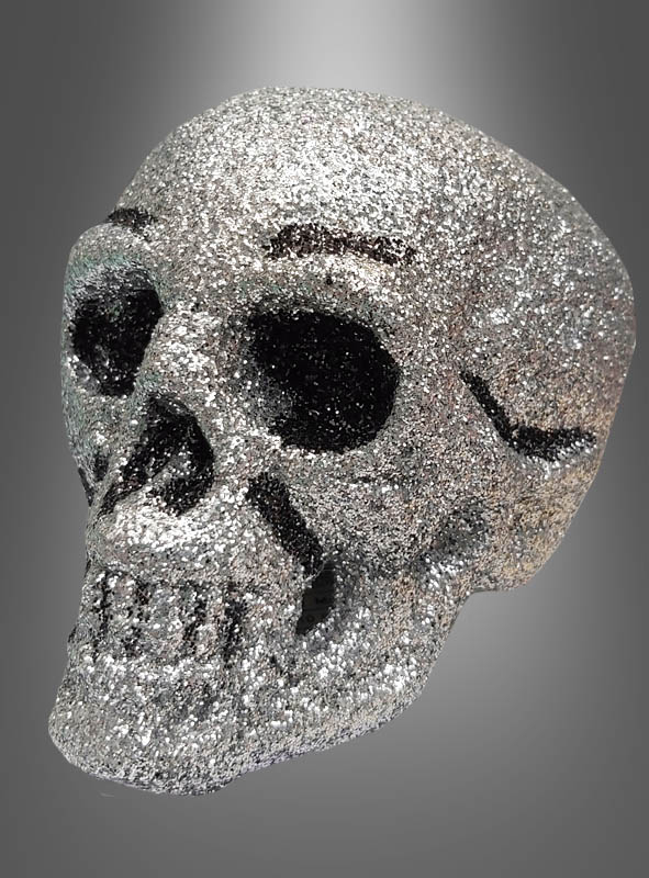 Glitzernder Totenkopf silber Halloween » Kostümpalast