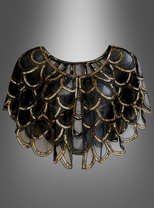 Golden Twenties Cape für Damen schwarz-gold