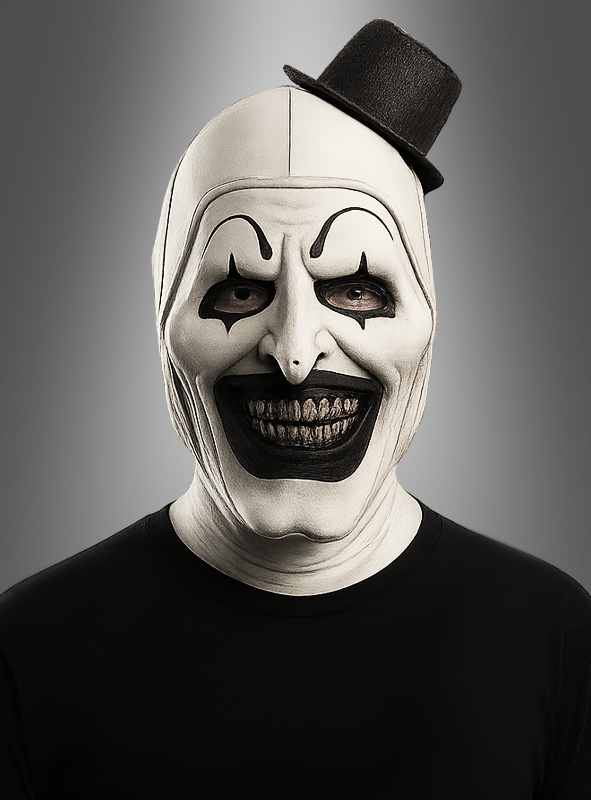 Clown Maske schwarz weiß mit Zylinder