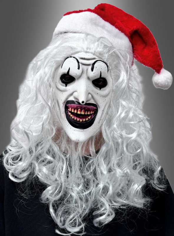 Horror Clown Mask with Santa Hat