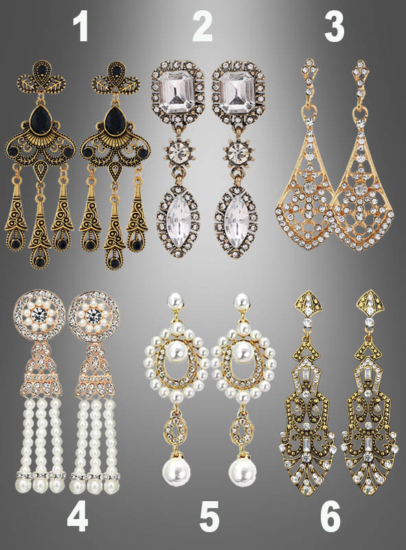 Golden Earrings with Perls or Rhinestones