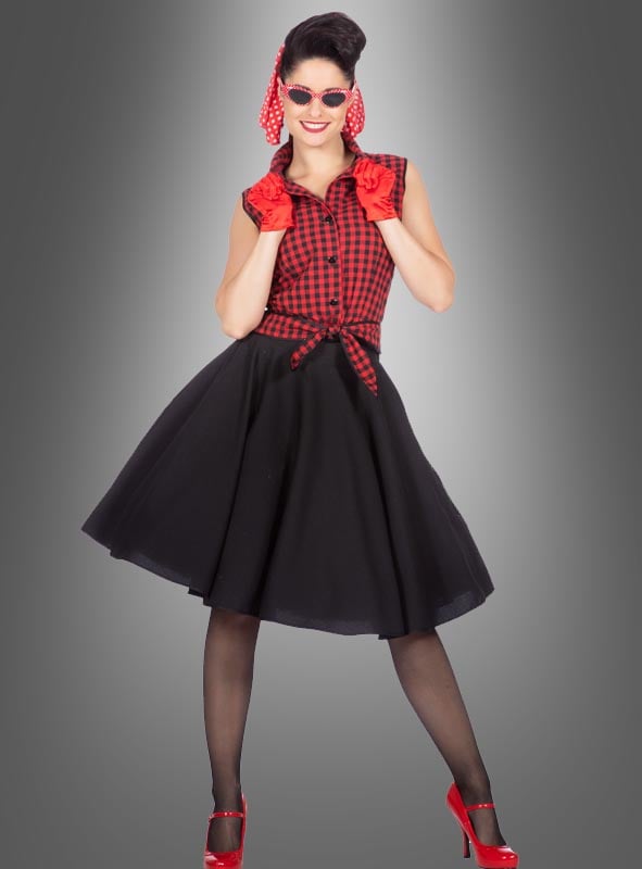 50s Rockabilly Rizzo Costume Ladies black red