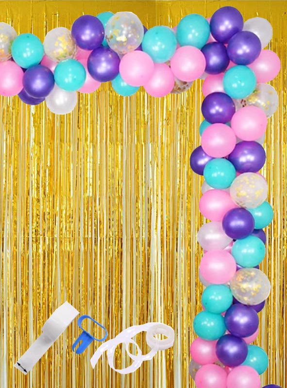 Luftballon Girlande Set 113 Teile blau, lila, rosa