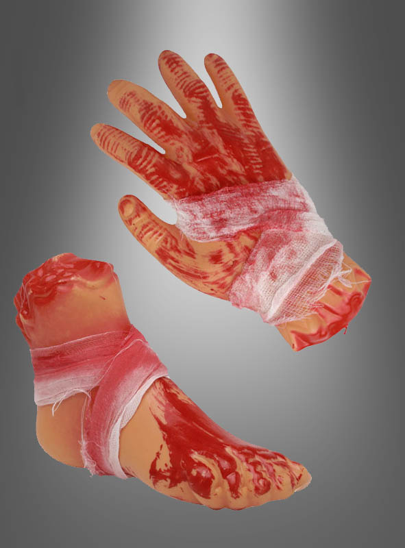 Halloween Deko Hand und Fuß blutig
