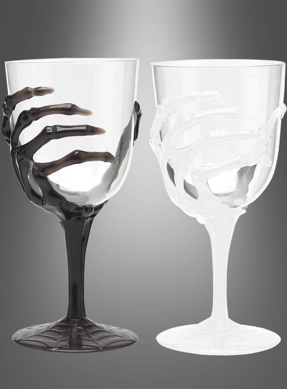 Halloween Drinking Glass with Skeleton Hand