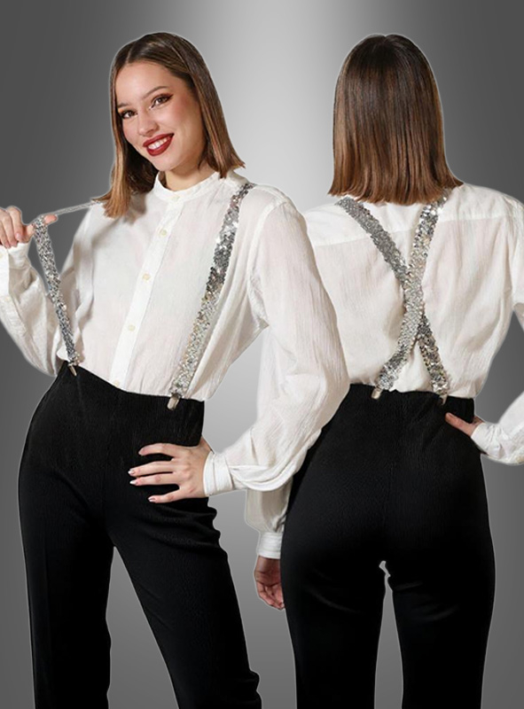 Pailletten Hosenträger silber