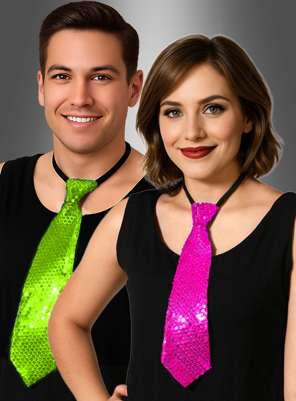 Pailletten Krawatte Neon