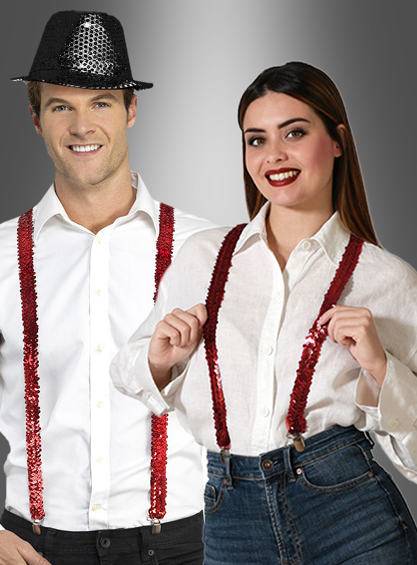 Red Sequin Braces for men and women