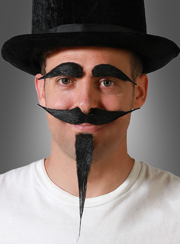 Bart und Augenbrauen Set schwarz