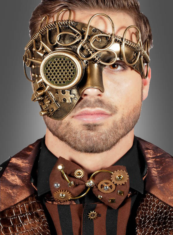 Steampunk Gesichtsmaske bronze mit Killernieten