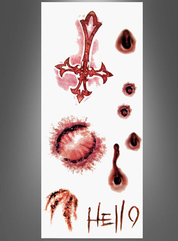 Einmal Tattoo Schnitte Blut Halloween Karneval Grusel L228