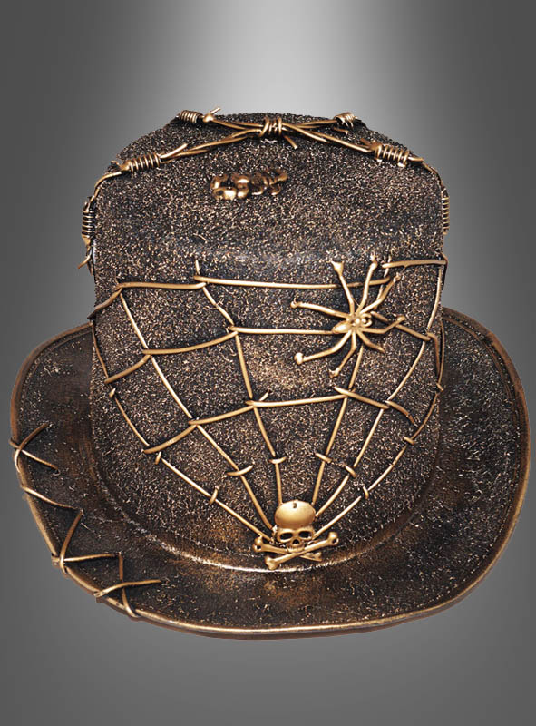 Halloween Zylinder Spinnennetz bronze