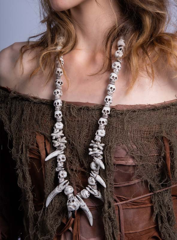 Necklace with Skull Beads white » Kostümpalast