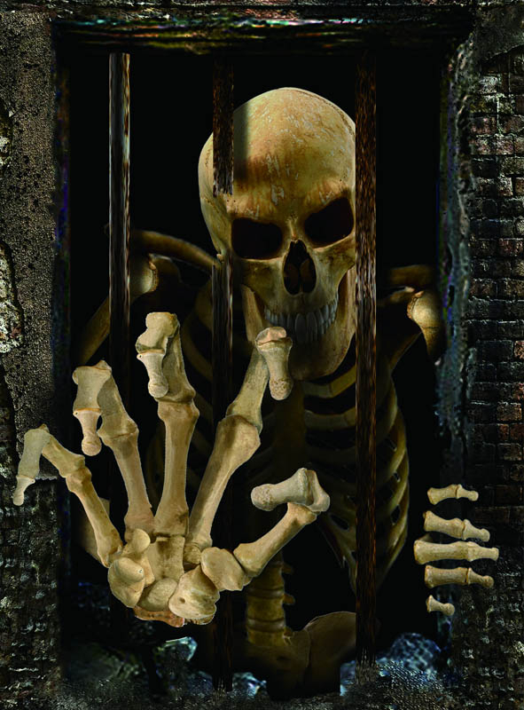 Gefangenes Skelett Halloween Vorhang bei » Kostümpalast