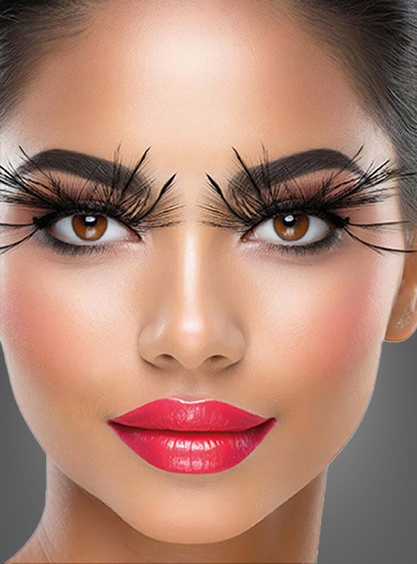 Black eyelashes with feathers self-adhesive