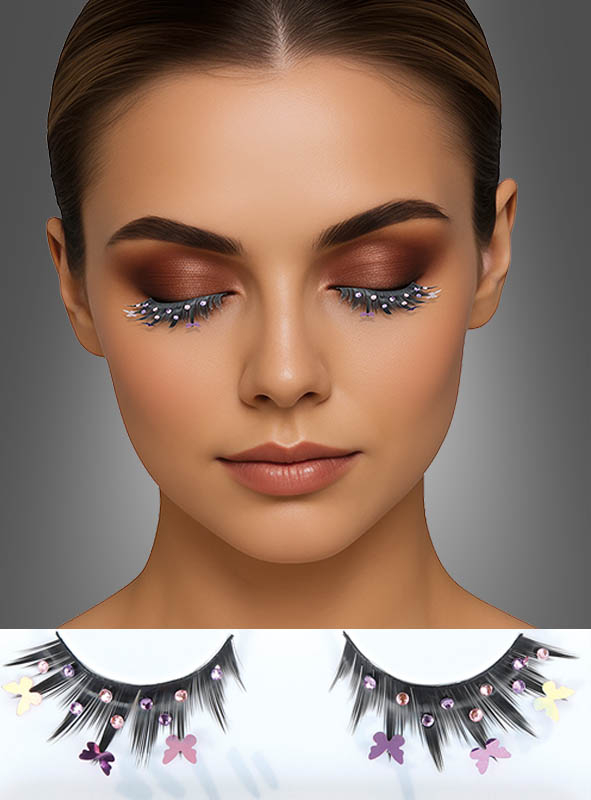 Butterfly Eyelashes with Rhinestones